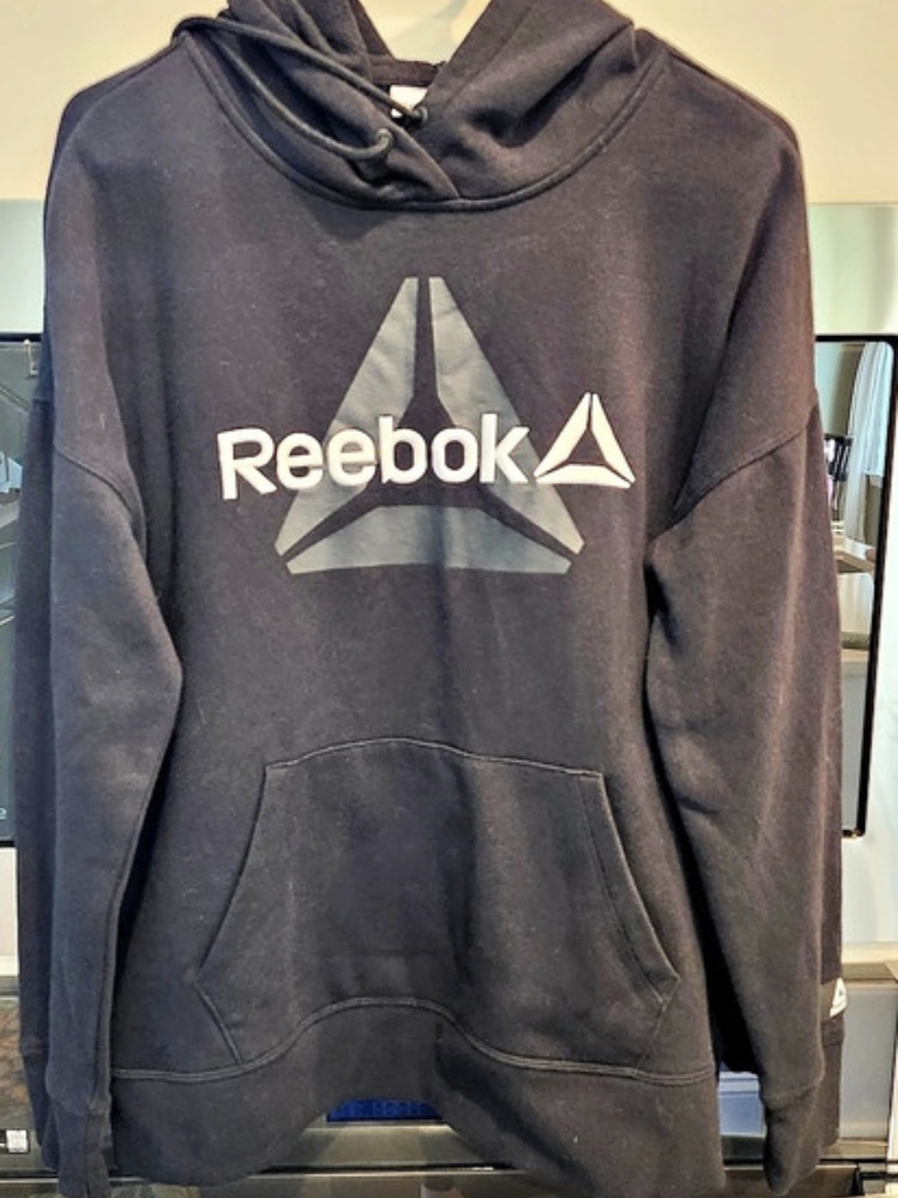 Reebok Big Logo Pullover Fleece Hoodie Black Medium